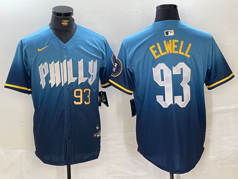 Men Philadelphia Phillies #93 Elwell Blue City Edition 2024 Nike MLB Jersey style 1
